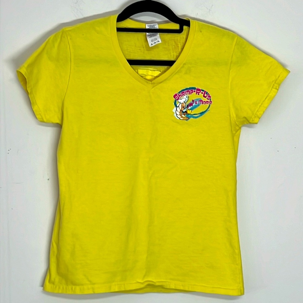 🌞 Gildan Heavy Cotton yellow short sleeve crew neck tee Shrimp-R-Us Welaka FL M